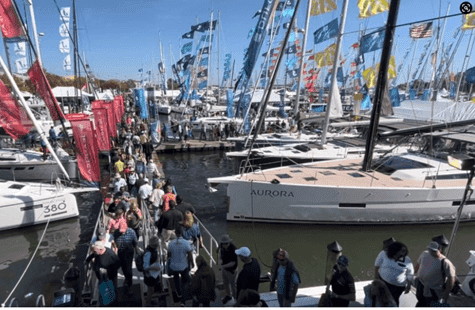 People lining up for the US Annapolis Boat Show in 2023.